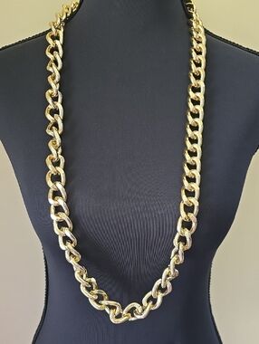 Chunky Tone Long Gold Chain Necklace